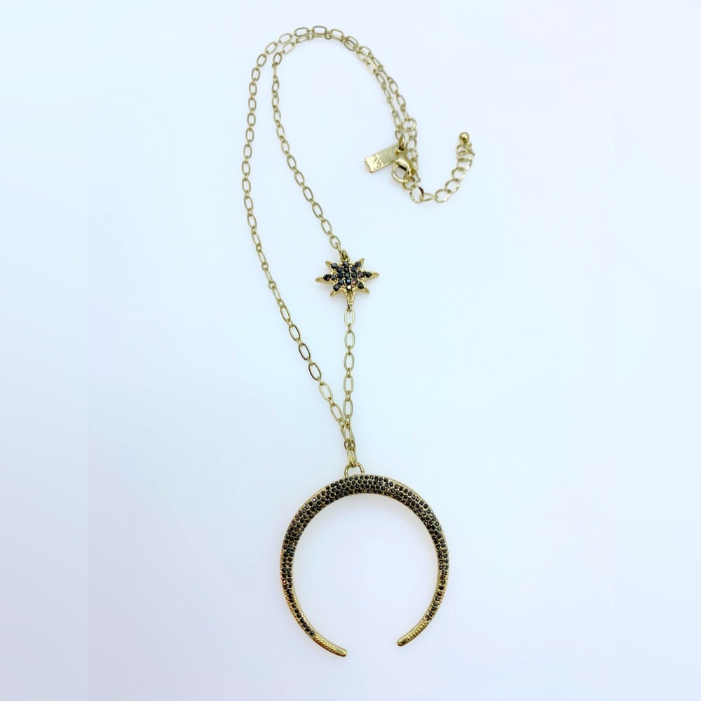 INC. Concepts Necklace Star & Moon Pendant Necklace With Rhinestones Gold-Toned - Picture 3 of 4